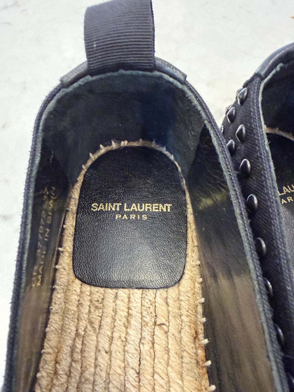 Saint Laurent Black‎ Studded Espadrilles Size 37 - Picture 2 of 10